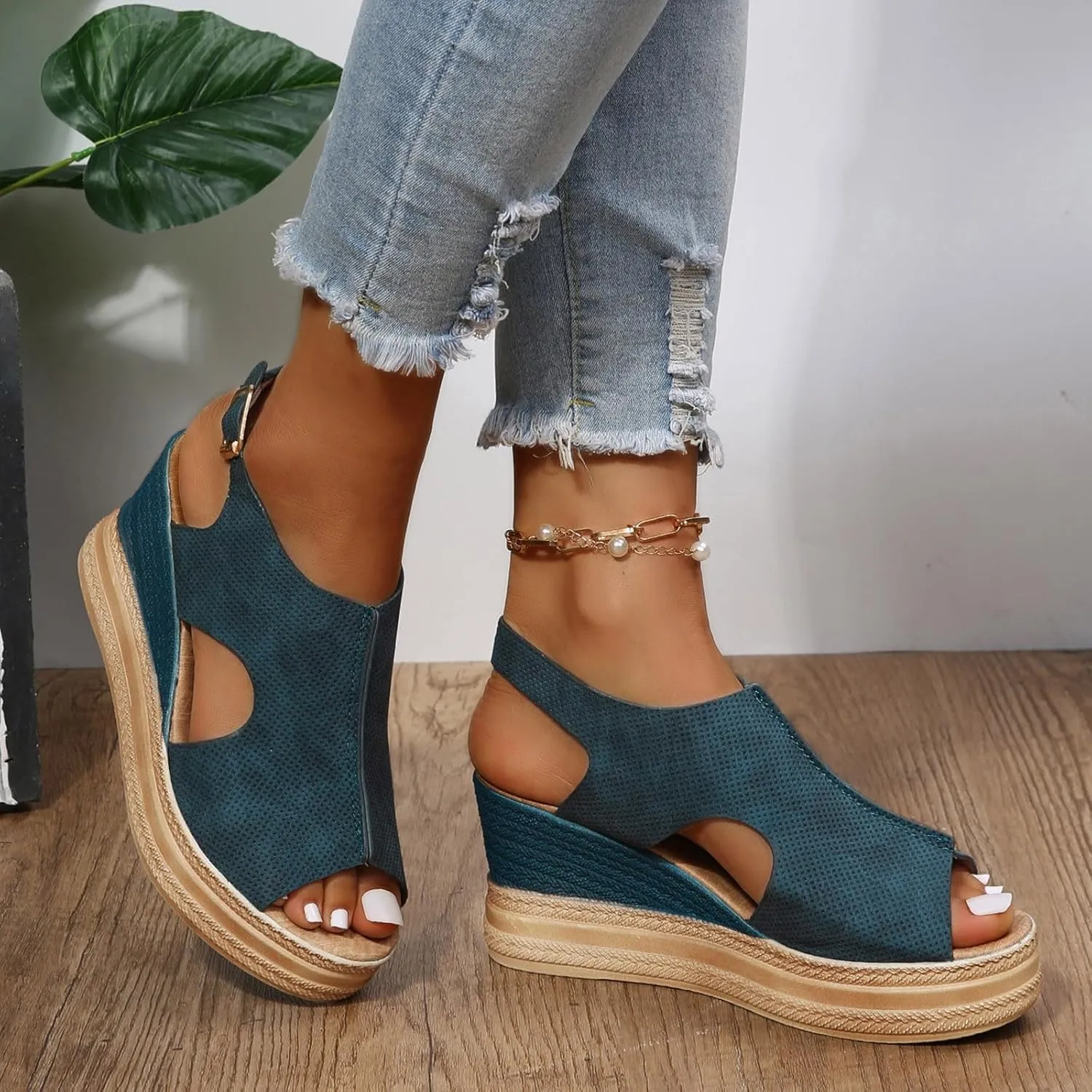 Eduavar Sandals Women Dressy Summer, Sandals for Women Dressy Summer High Wedge Platforms Sandals Bow Tie Sandals Shoes