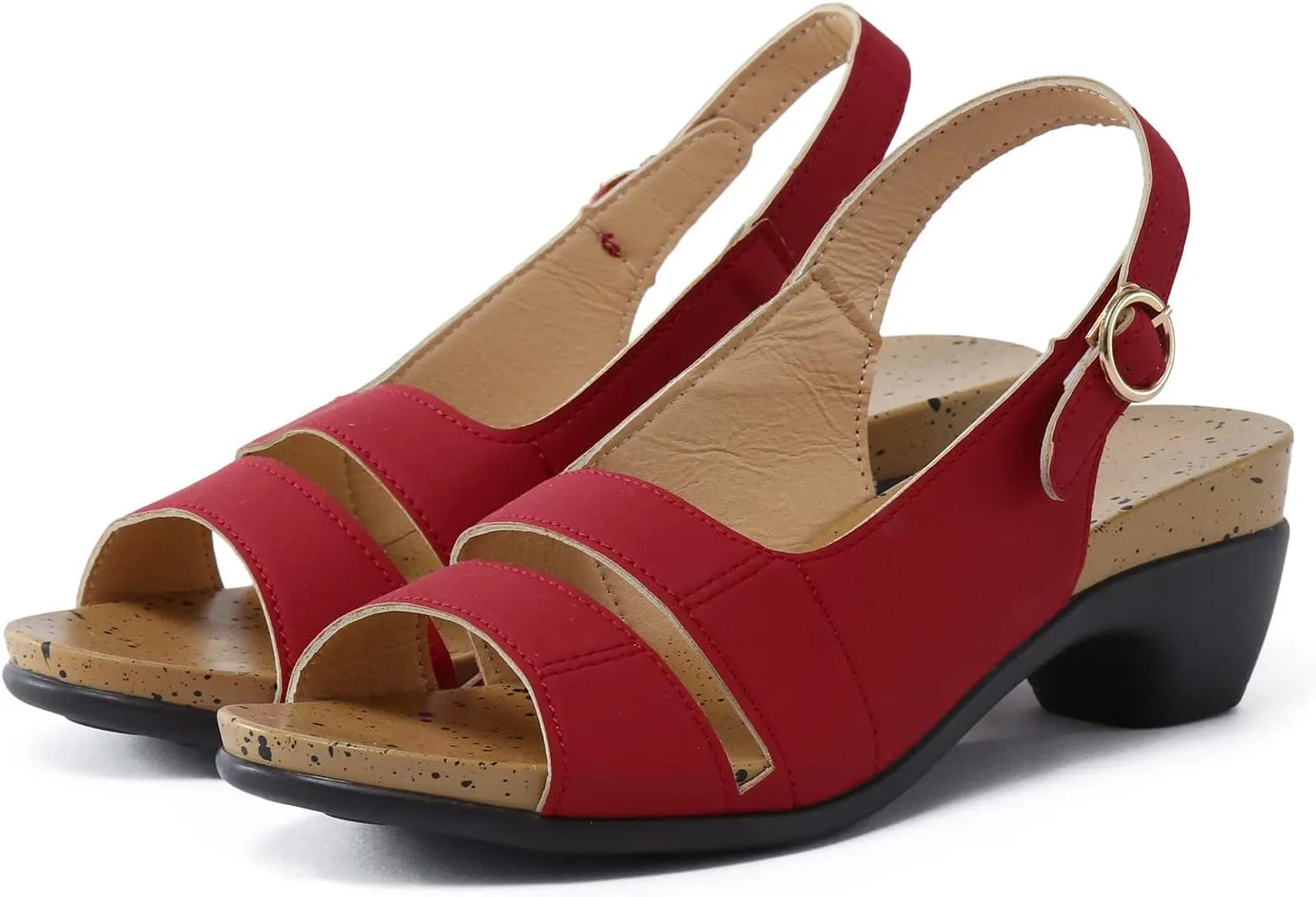 Eduavar Womens Sandals Dressy, Sandals Women Orthopedic Sandals Dressy Open Toe Low Heel Sandals with Ankle Strap