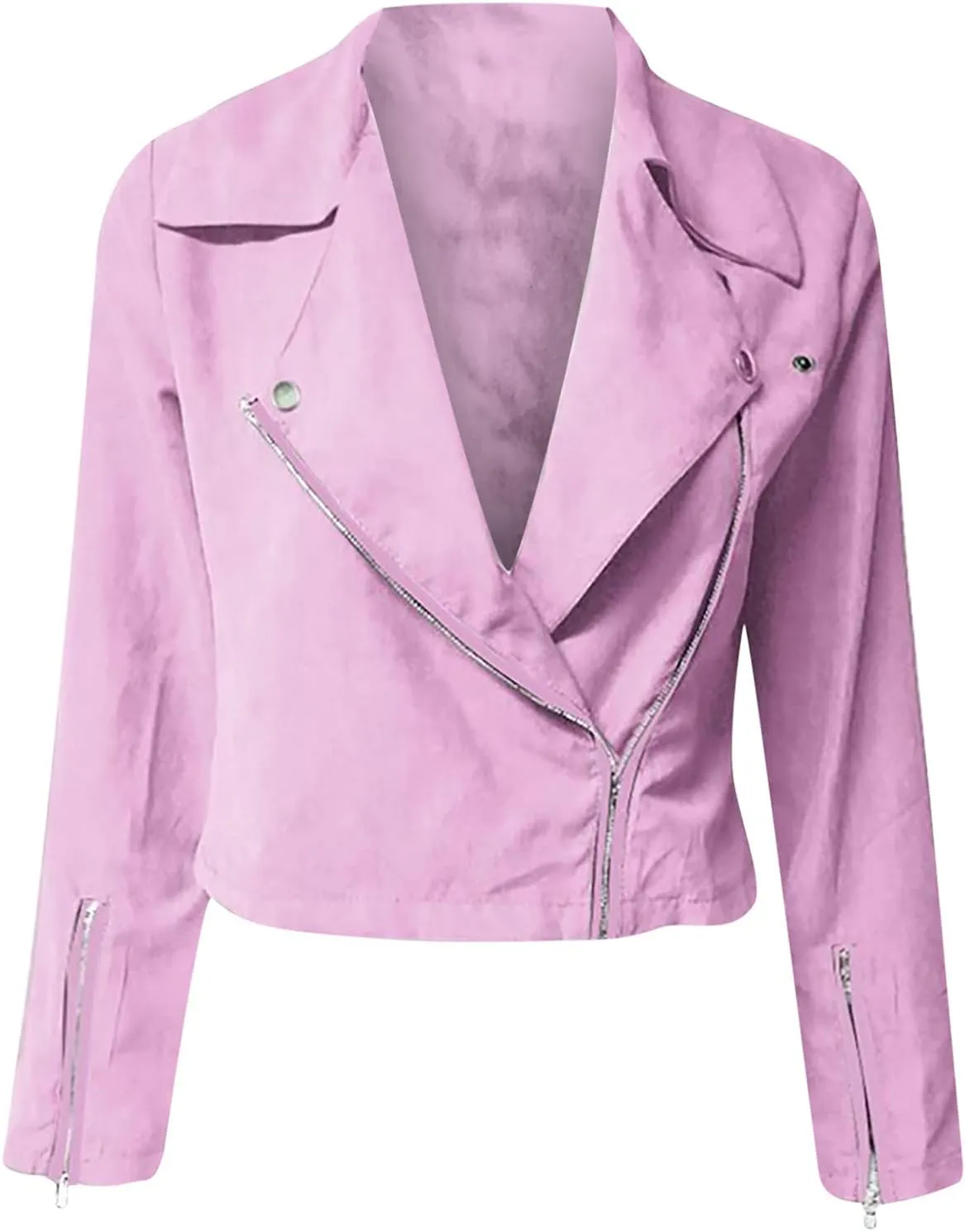 Faux Leather Jacket Women, Women's Motorcycle Jackets Fitted Slim Short Coat Moto Biker Zip Up Outwear Tops