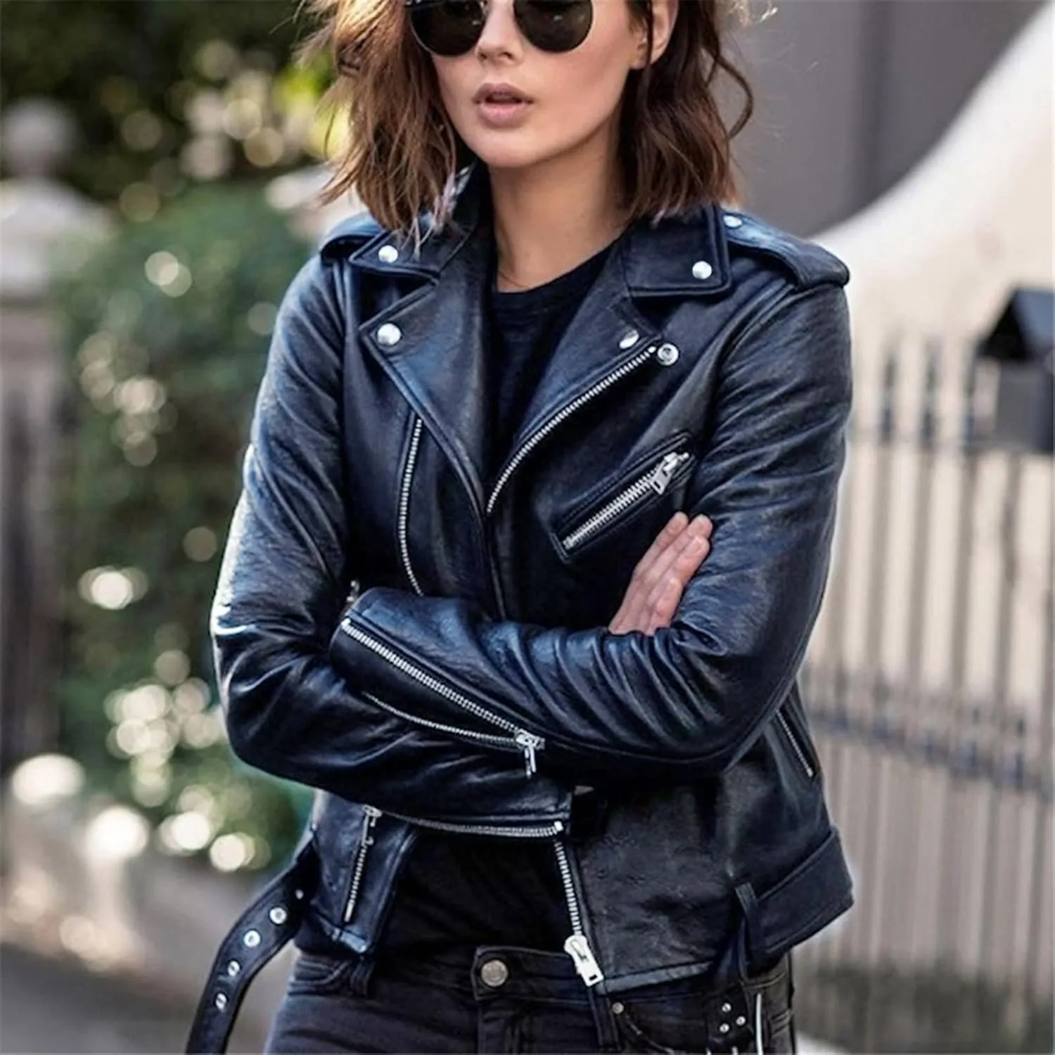 Faux Leather Jackets for Women 2023 Fall Fashion Suede Cropped Jacket Lightweight Zip Up Motorcycle Jacket Tops
