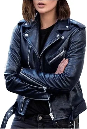 Faux Leather Jackets for Women 2023 Fall Fashion Suede Cropped Jacket Lightweight Zip Up Motorcycle Jacket Tops