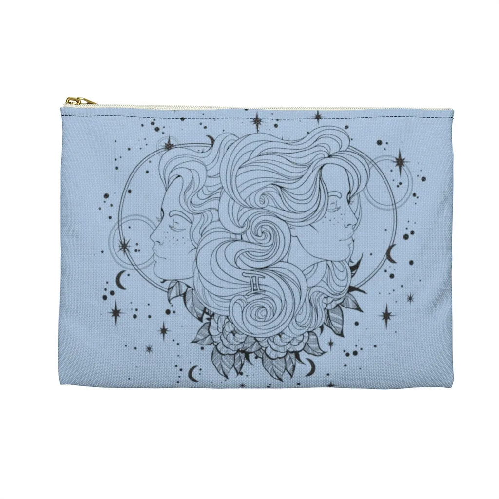 Gemini "Celestial Twins" Twin Goddesses Zodiac Astrology Accessory Pouch in Cerulian