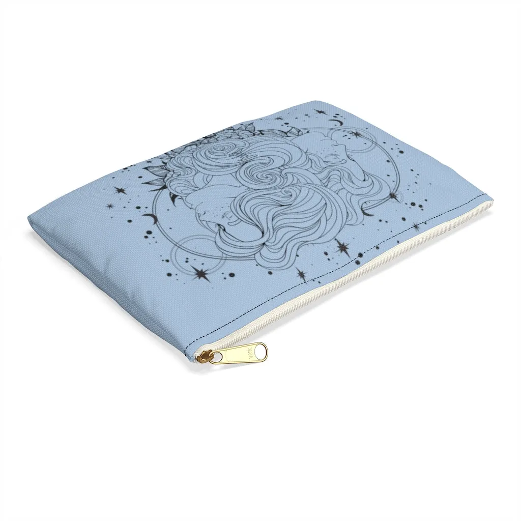 Gemini "Celestial Twins" Twin Goddesses Zodiac Astrology Accessory Pouch in Cerulian