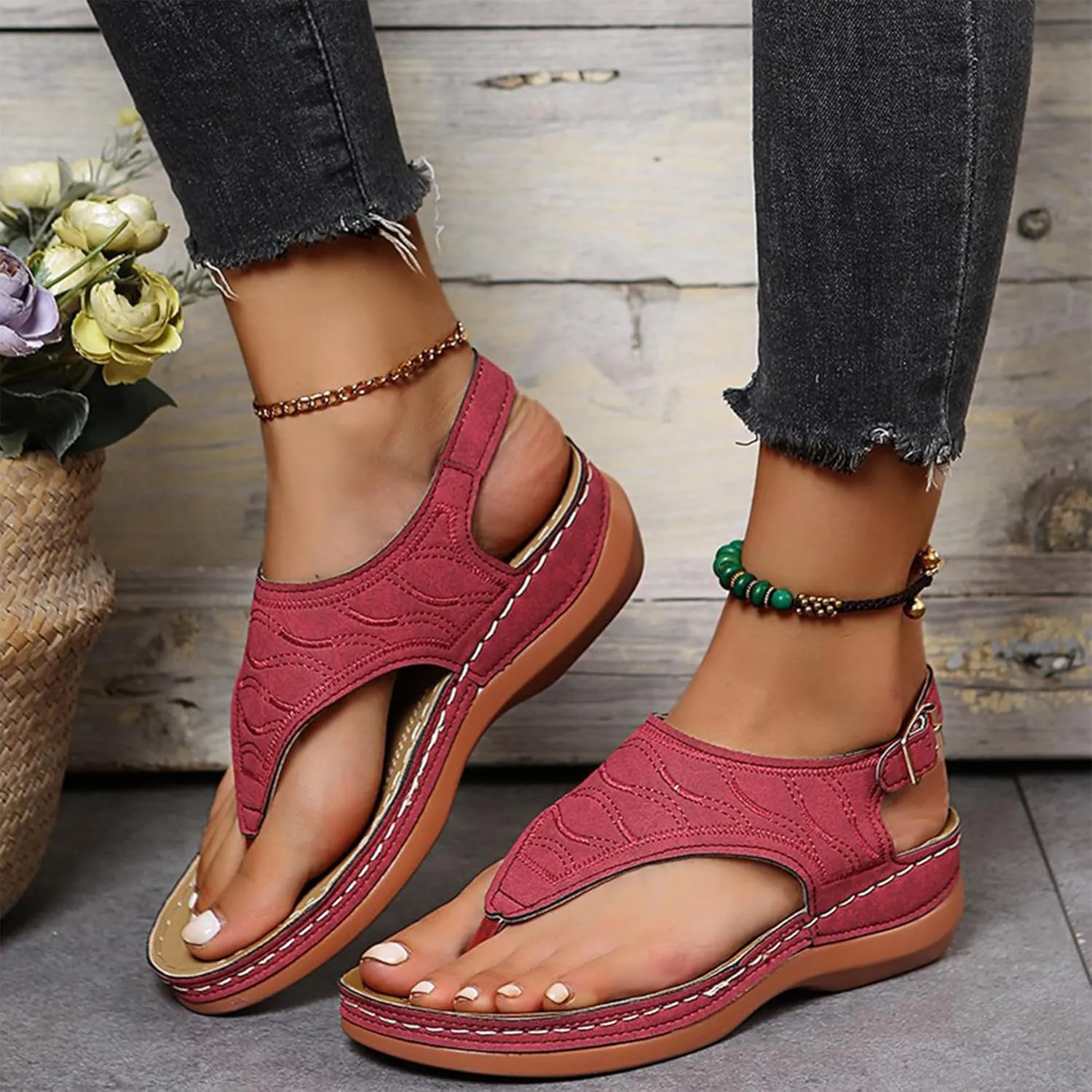 Giltpeak Shoes Women, Orthopedic Shoes For Women, Women'S Arch Support Flat Sandals, Platforms Flip Flops Arch Support Flat Sandals