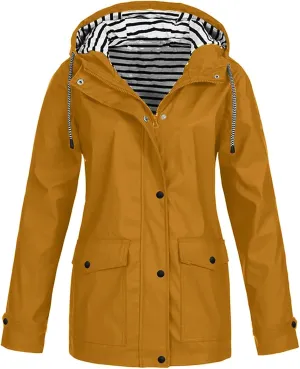 GOFULY Raincoat For Women 2024 Waterproof Oversized Rain Jackets Zip Up Fall Winter Coats With Hood Solid Windbreaker