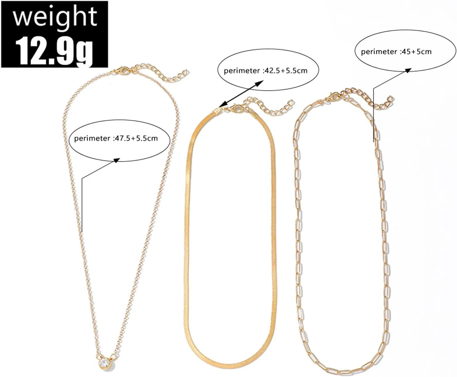 Gold Layered Necklaces for Women Diamond Necklace Dainty 14K Gold Plated CZ Pendant Necklaces Snake Chain Choker Neckalce Paperclip Chain Necklace Bridesmaid Jewelry for Women