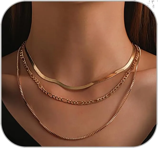 Gold Layered Necklaces for Women Punk Chunky Chain Lock Heart Pendant Necklace Bohemia Choker Necklace Jewelry Present Charm Necklace for Women
