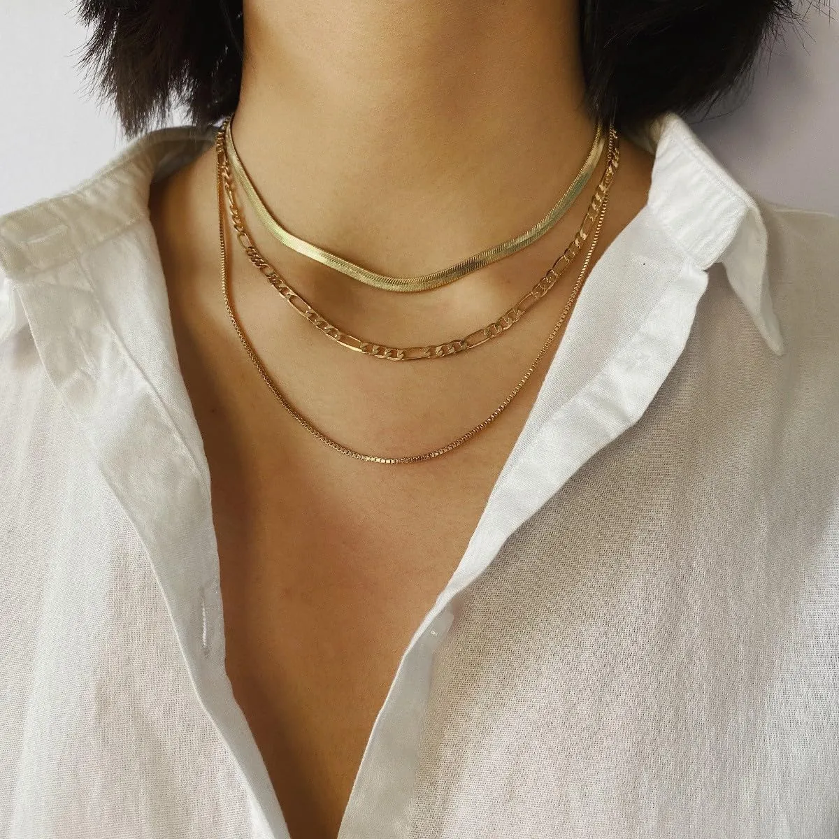 Gold Layered Necklaces for Women Punk Chunky Chain Lock Heart Pendant Necklace Bohemia Choker Necklace Jewelry Present Charm Necklace for Women