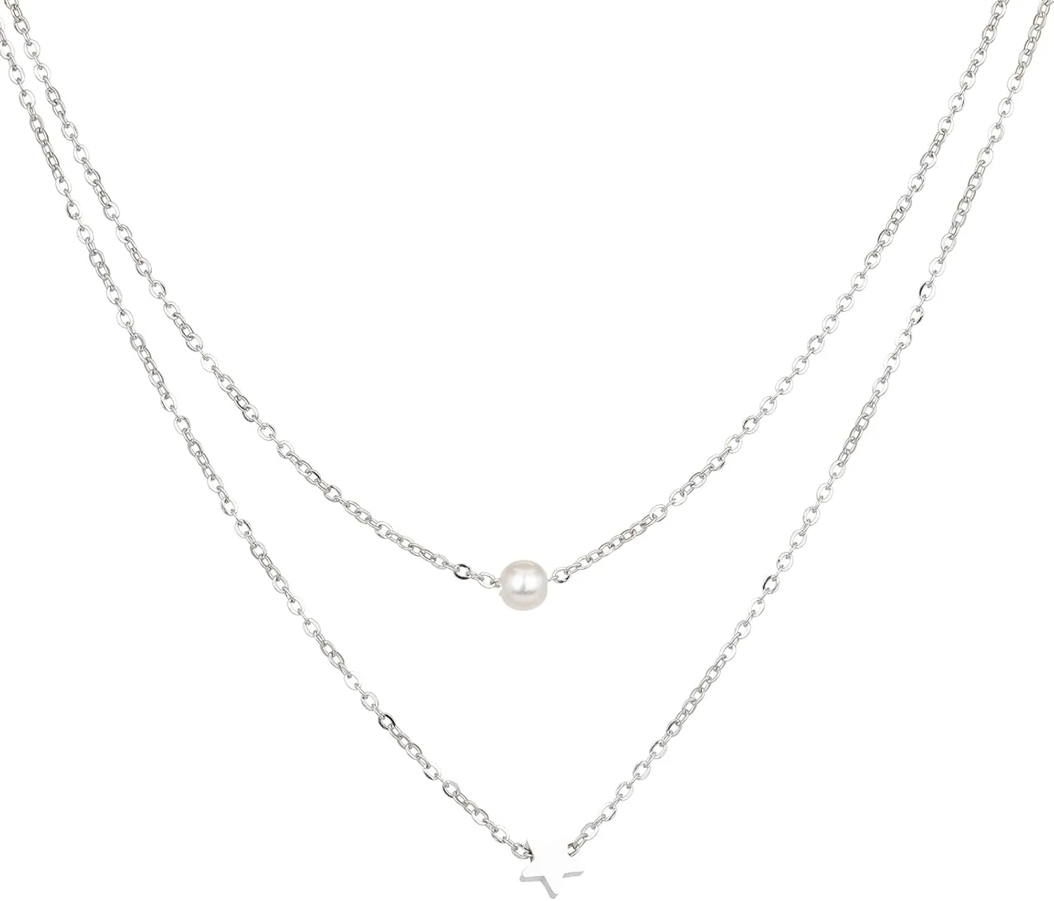 Gold Pearls Necklace for Women Trendy Layered Charm Necklace Stacks Star Pendant 18K Plated Necklace Sets Simple Fashion Everyday Gold Jewelry Gift