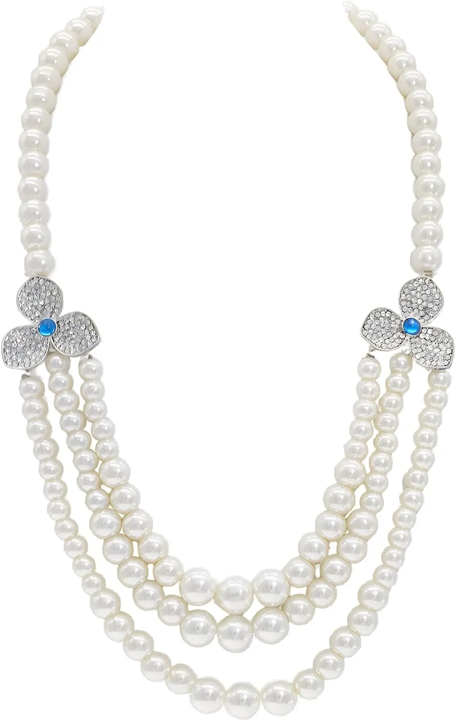 Imitation Pearl Daisy Flower Necklace Dainty 14K Gold Plated Layered Pearls Beaded Choker Necklaces for Women Trendy Jewelry Gifts