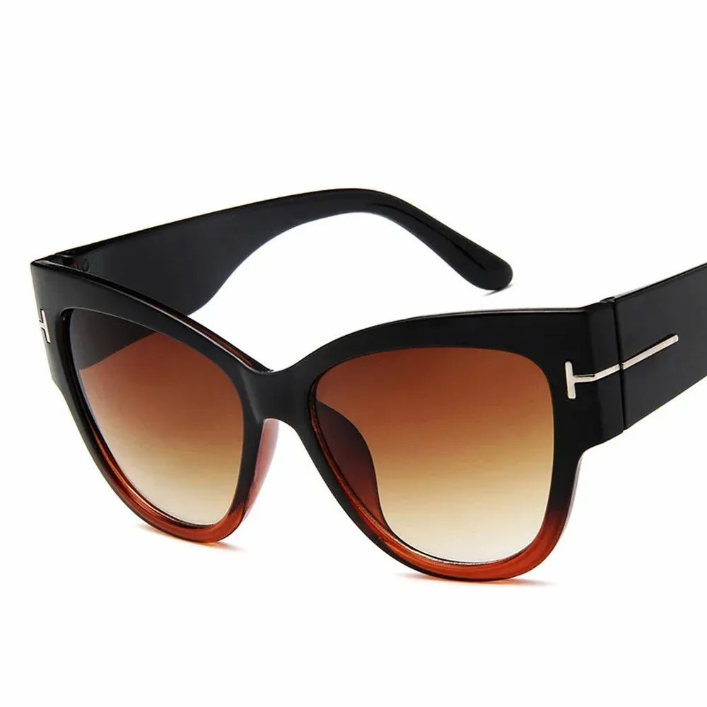 Kessara Oversized Cat Eye Sunglasses  Black Gradient Lens UV Womens Style Shades
