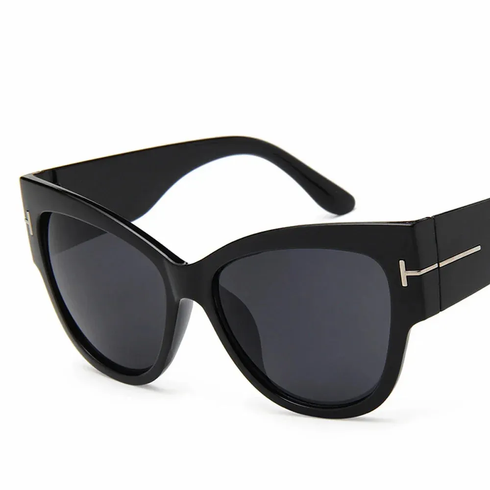Kessara Oversized Cat Eye Sunglasses  Black Gradient Lens UV Womens Style Shades
