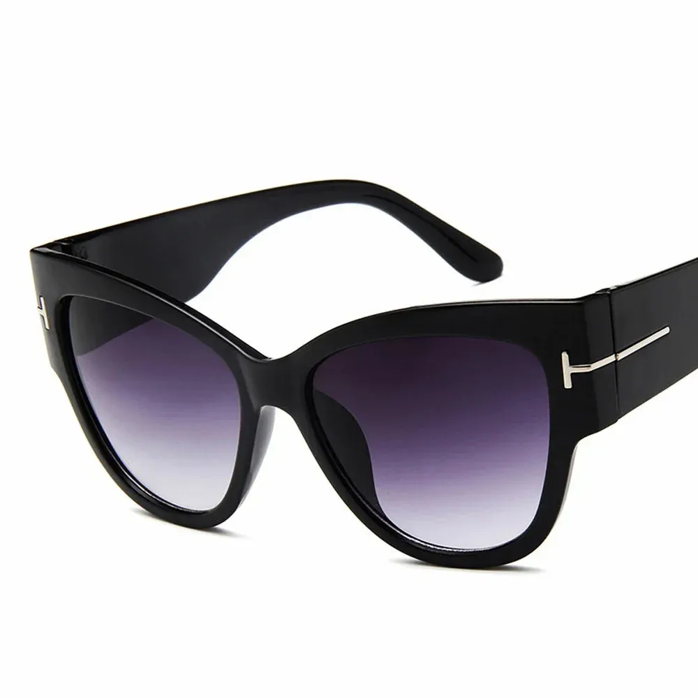 Kessara Oversized Cat Eye Sunglasses  Black Gradient Lens UV Womens Style Shades