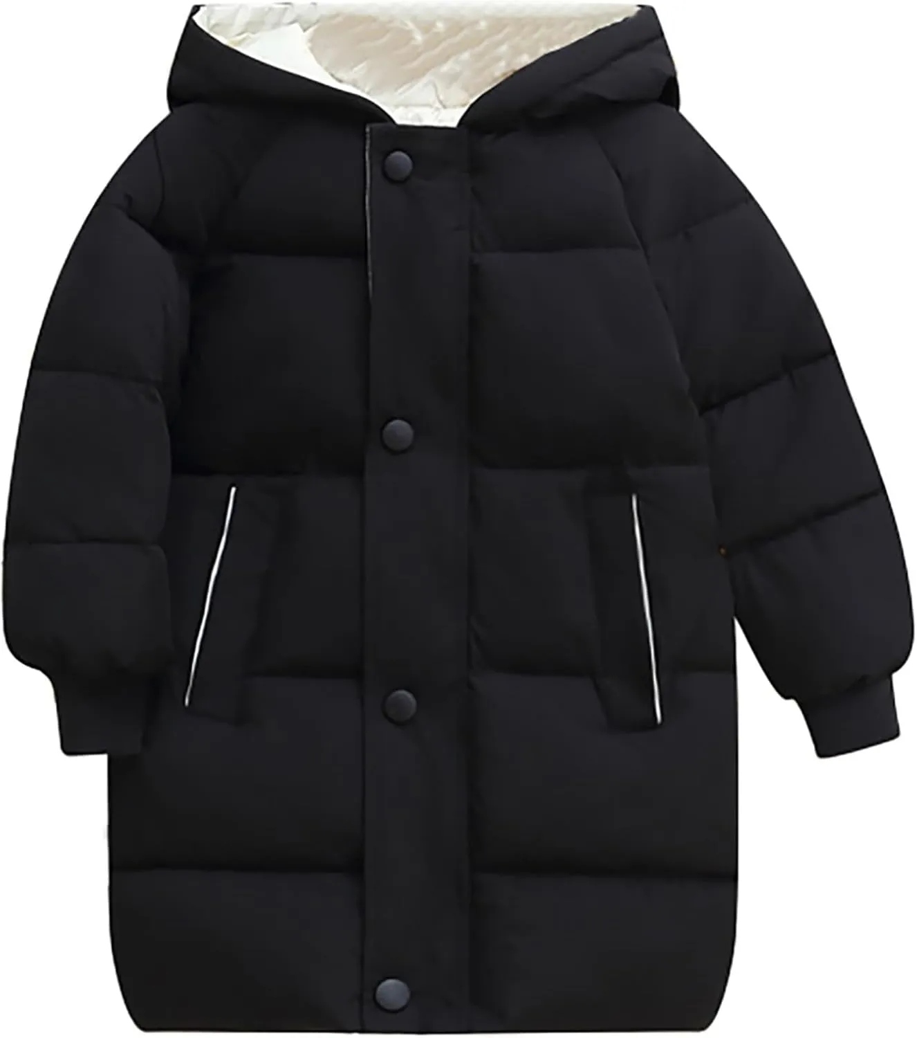 Kids Baby Solid Down Jacket Long Cotton Puffer Padded Coat Boys Warm Clothes Girls Winter Hoodie Thicken