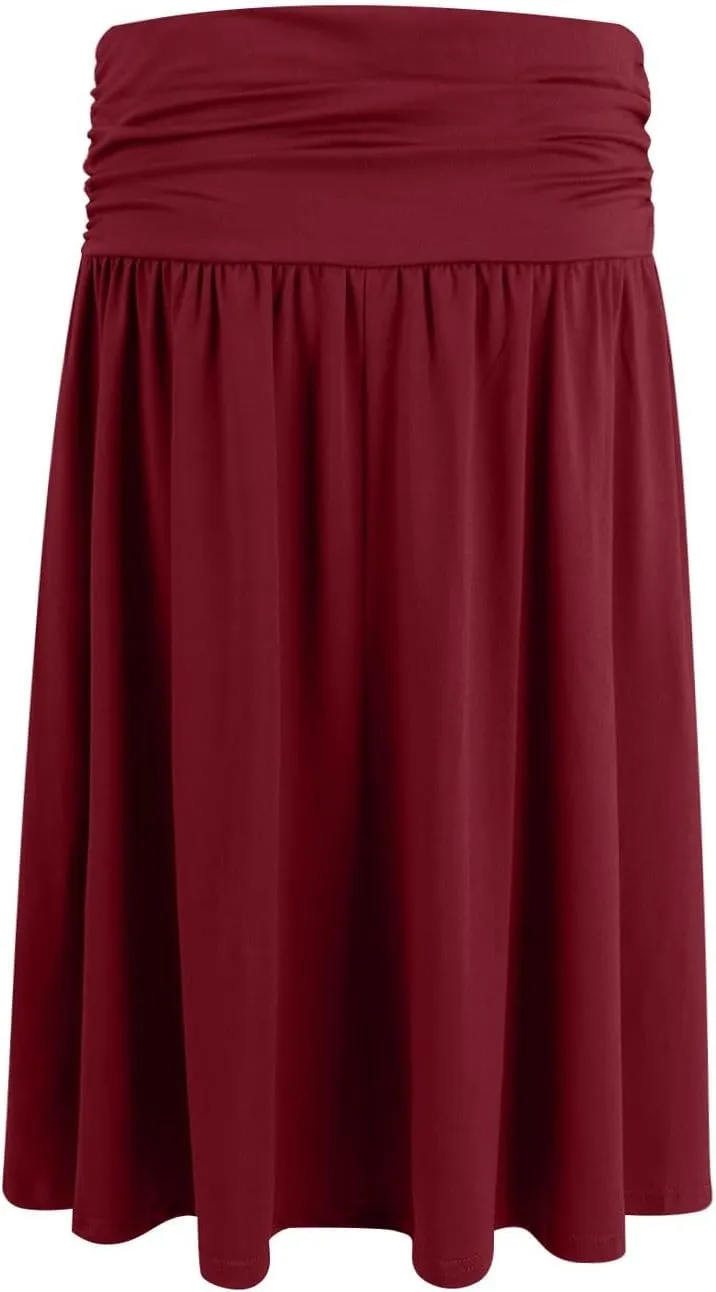 Knee Length Skirts for Women with Pocket Casual Pleated High Waisted Skirts Summer Flare Elegant A Line Beach Midi Skirt