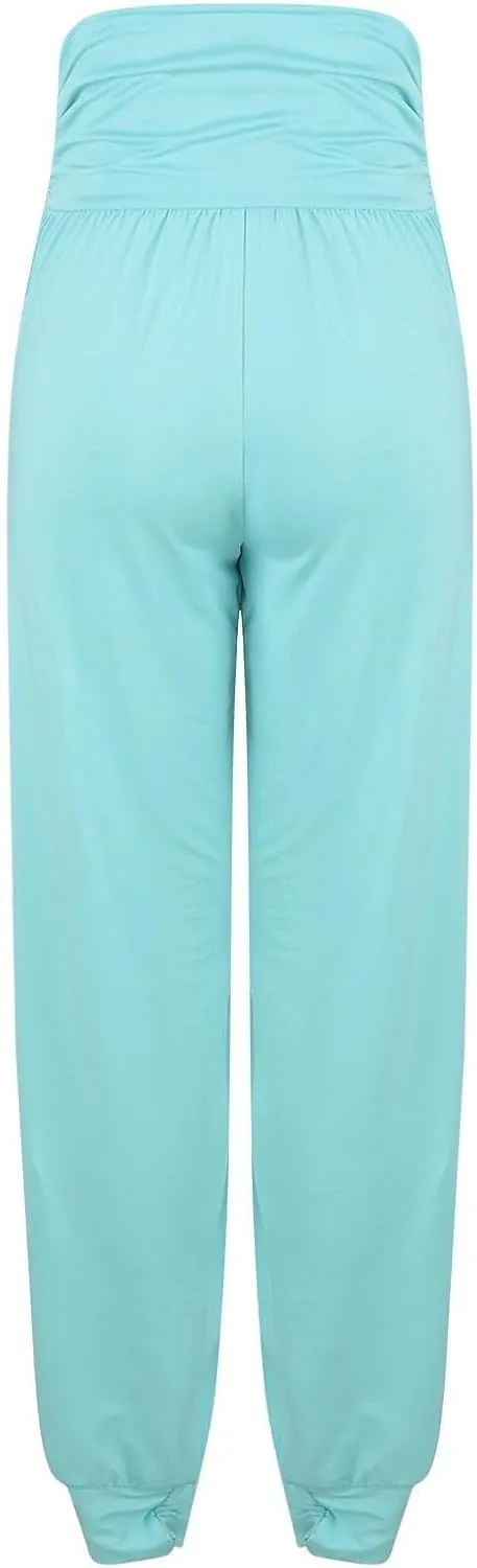 Ladies Harem Trousers Crossover Elastic High Waist Stretch Casual Yoga Pants Tapered Leg Lightweight Loungewear Sleep Pant