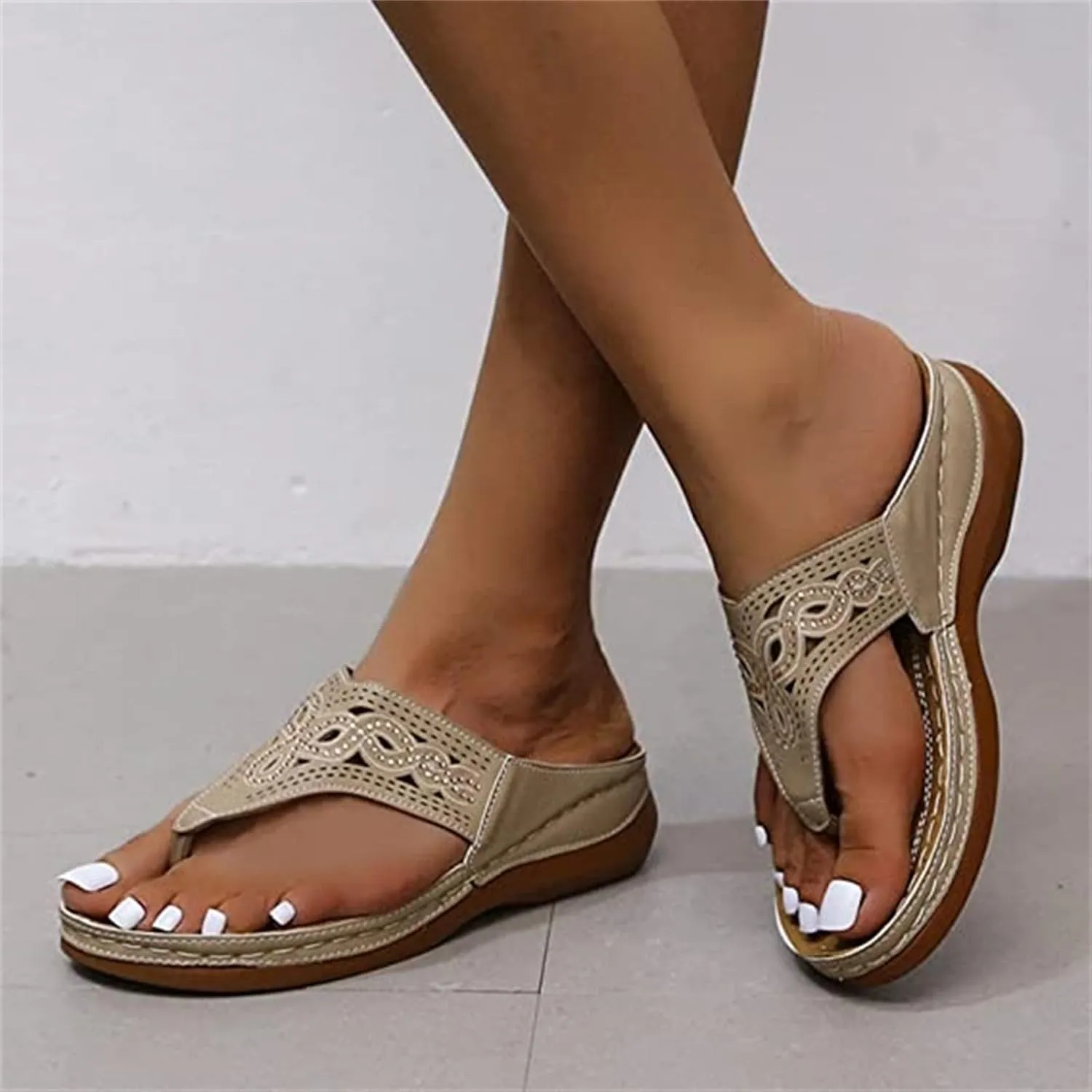 Ladmiple Comfortable Orthopedic Sandals For Women Dressy Summer Walking Slippers with Arch Support Slip On Orthotic FlipFlops