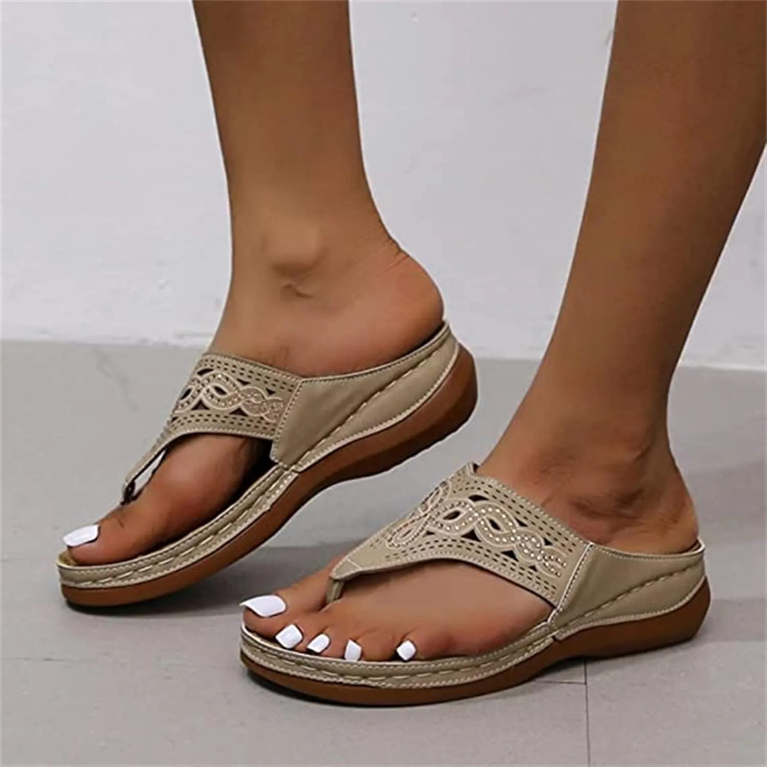 Ladmiple Comfortable Orthopedic Sandals For Women Dressy Summer Walking Slippers with Arch Support Slip On Orthotic FlipFlops