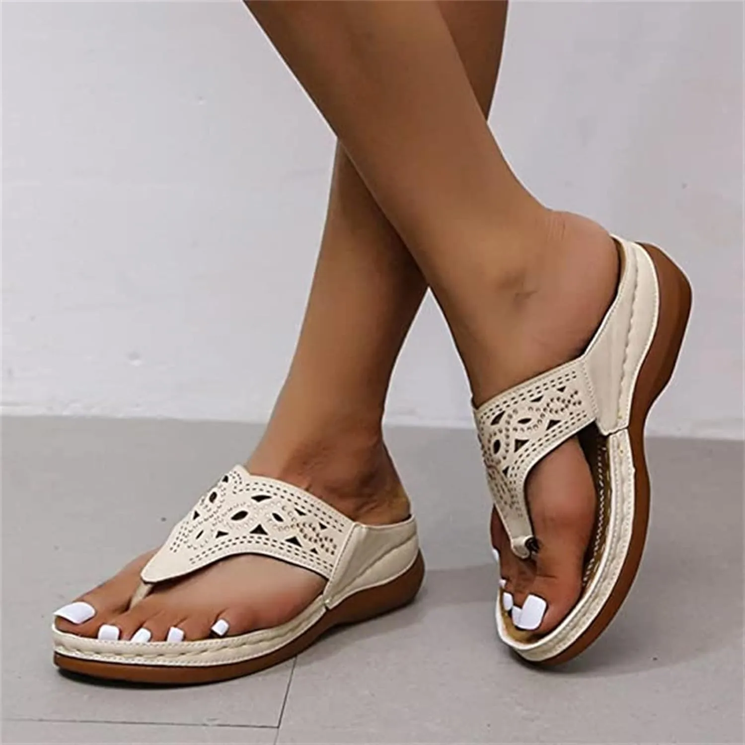 Ladmiple Comfortable Orthopedic Sandals For Women Dressy Summer Walking Slippers with Arch Support Slip On Orthotic FlipFlops