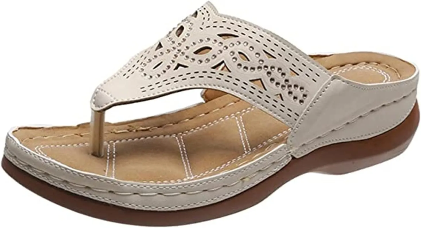 Ladmiple Comfortable Orthopedic Sandals For Women Dressy Summer Walking Slippers with Arch Support Slip On Orthotic FlipFlops