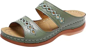 Ladmiple Orthopedic Sandals For Women Plantar Fasciitis Arch Heel Support Orthotic Slides Comfortable Dressy Summer Flipflops