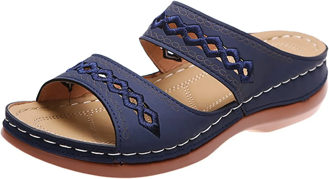Ladmiple Orthopedic Sandals For Women Plantar Fasciitis Arch Heel Support Orthotic Slides Comfortable Dressy Summer Flipflops