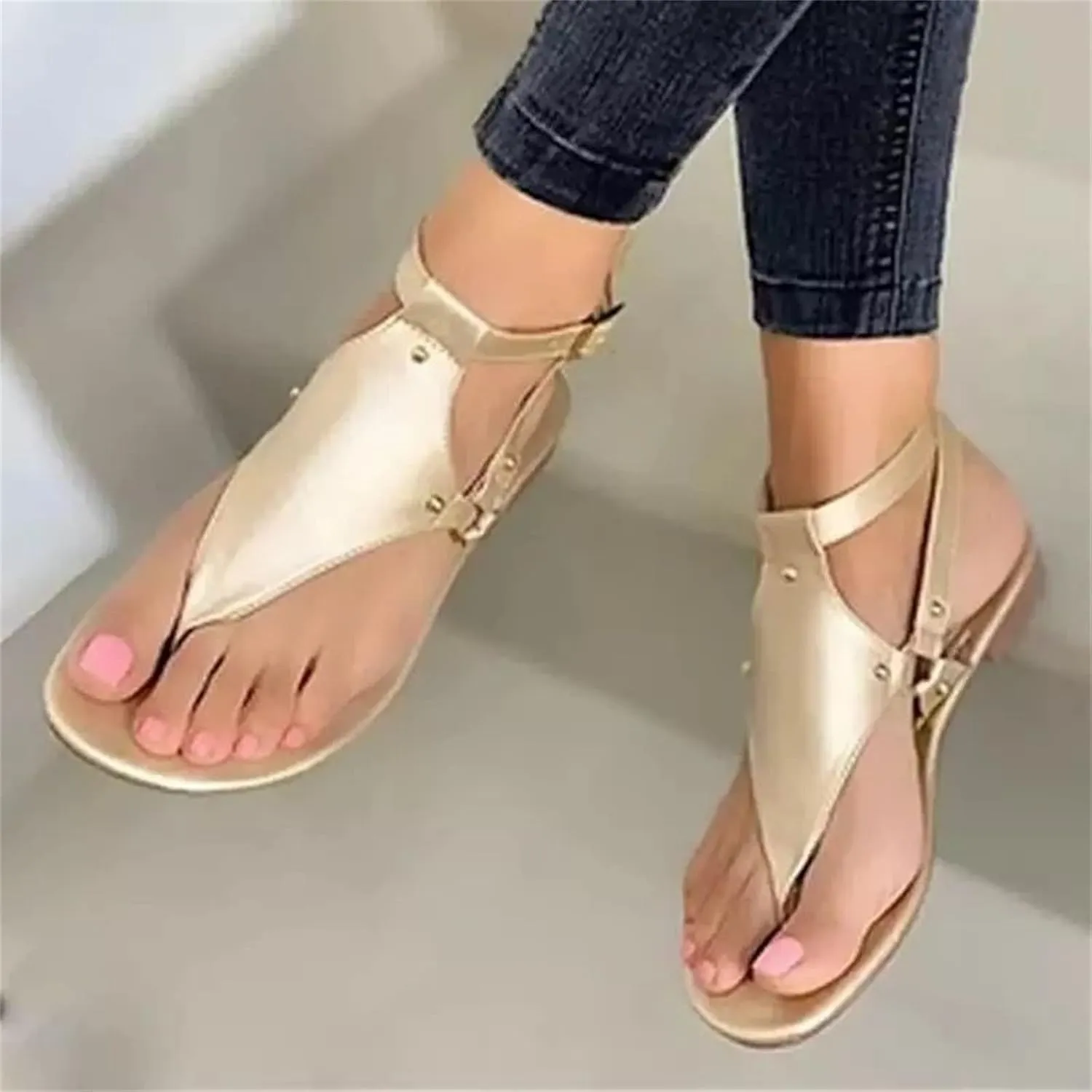 Ladmiple Sandals Women,Womens Flats Sandals Open Toe Slippers T-Strap Flip Flops Summer Casual Comfort Platforms Shoes