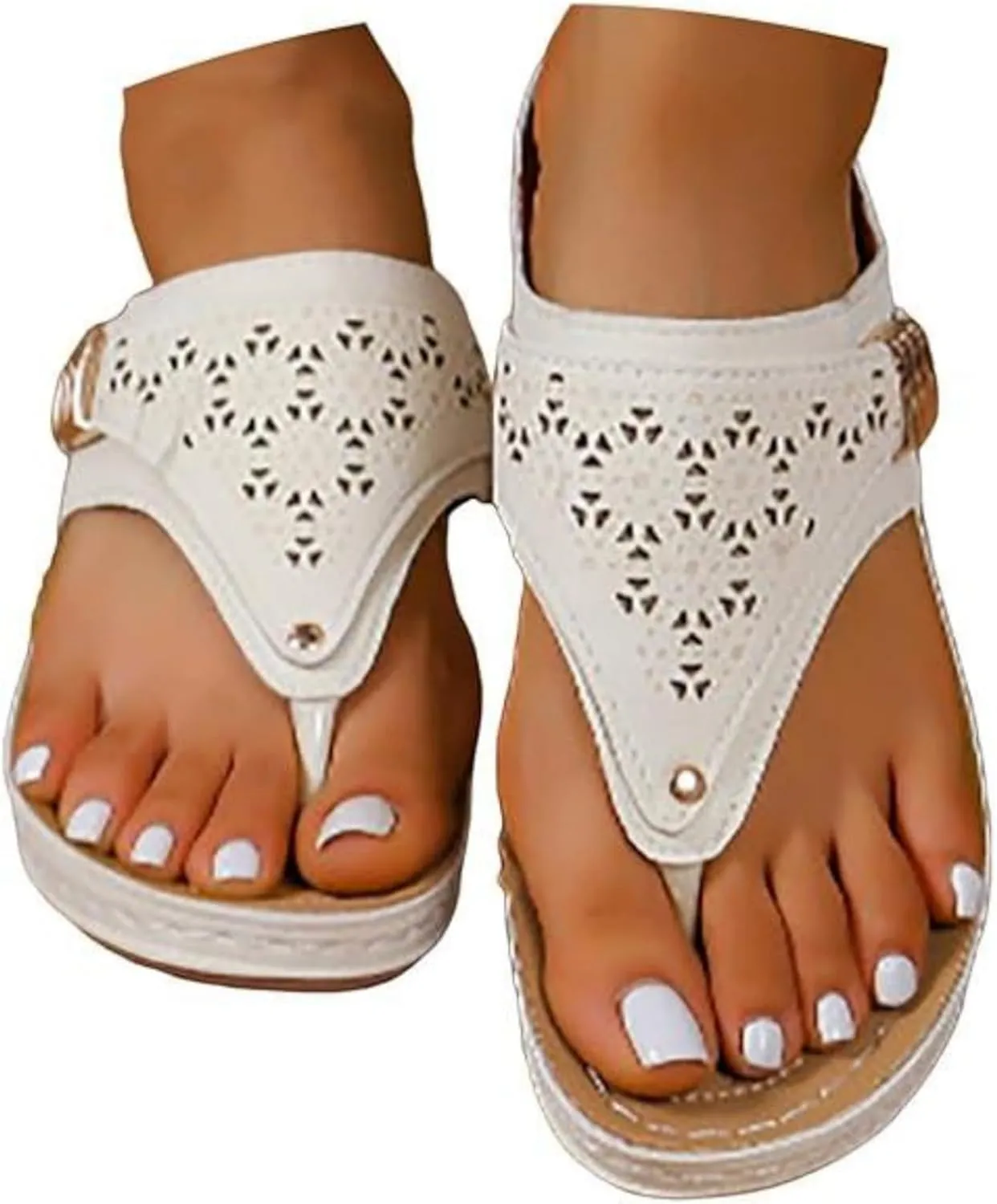 Ladmiple Sandals Women,Womens Flats Sandals Open Toe Slippers T-Strap Flip Flops Summer Casual Comfort Platforms Shoes