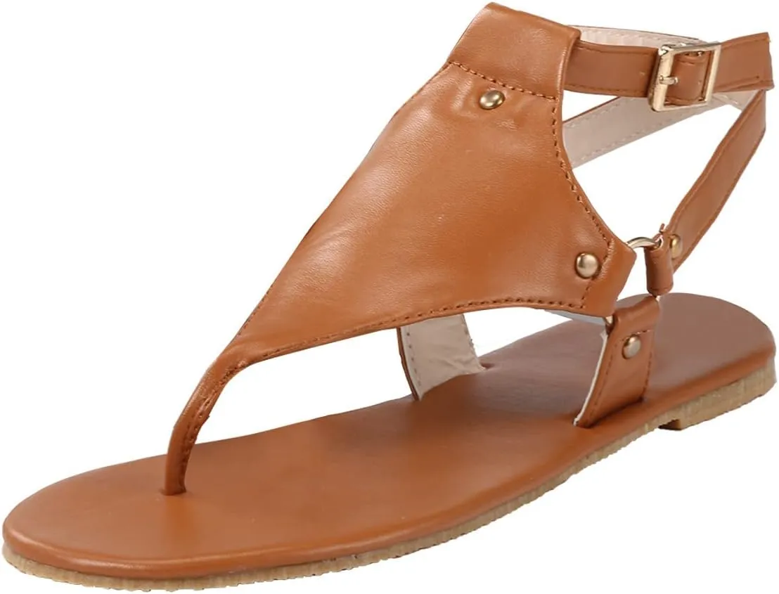 Ladmiple Sandals Women,Womens Flats Sandals Open Toe Slippers T-Strap Flip Flops Summer Casual Comfort Platforms Shoes