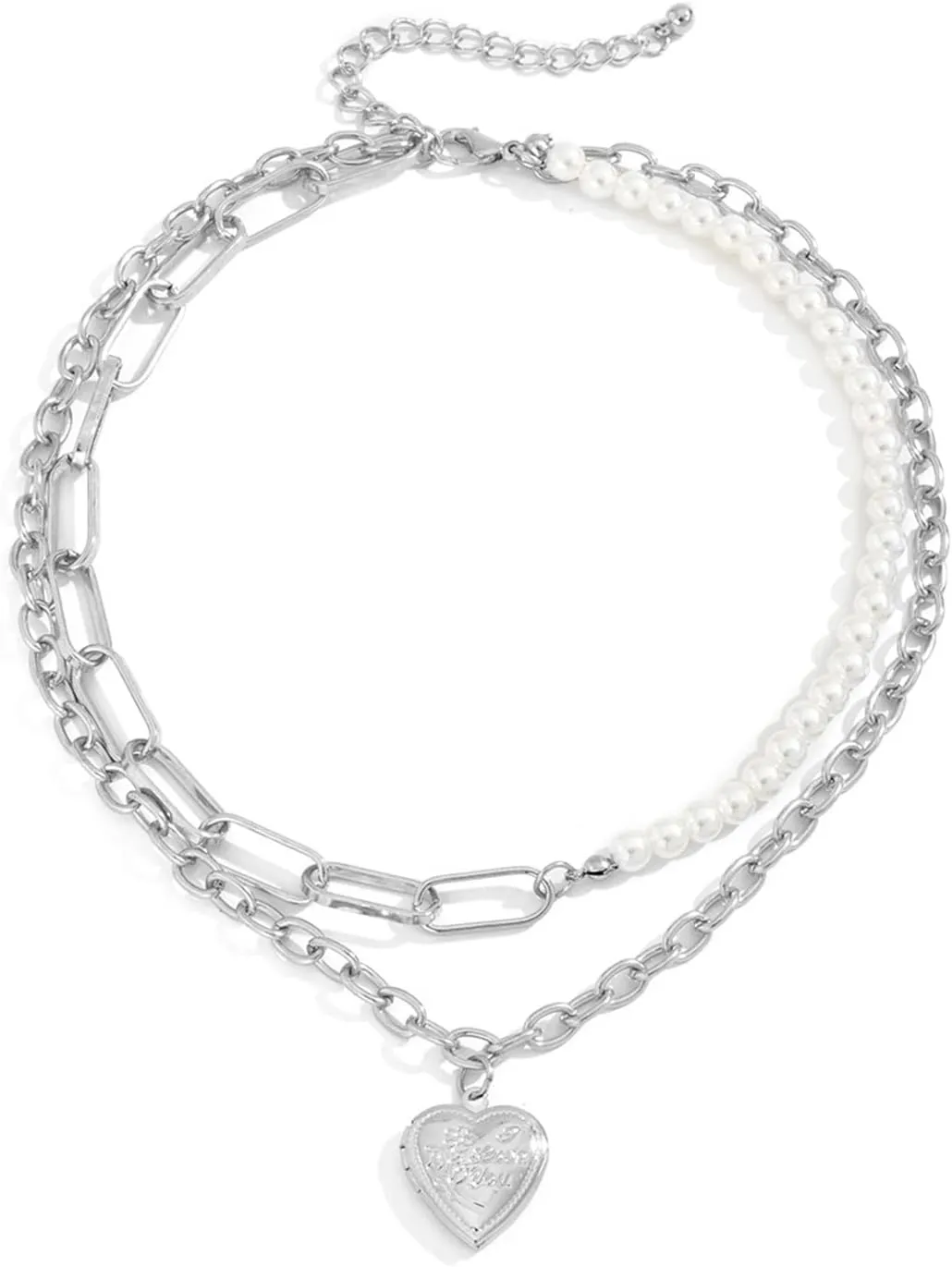 Layered Necklace for Women, Dainty Layered Necklaces for Women Heart-Shaped Pendant Chain Necklaces for Women Girls, 2 Layers