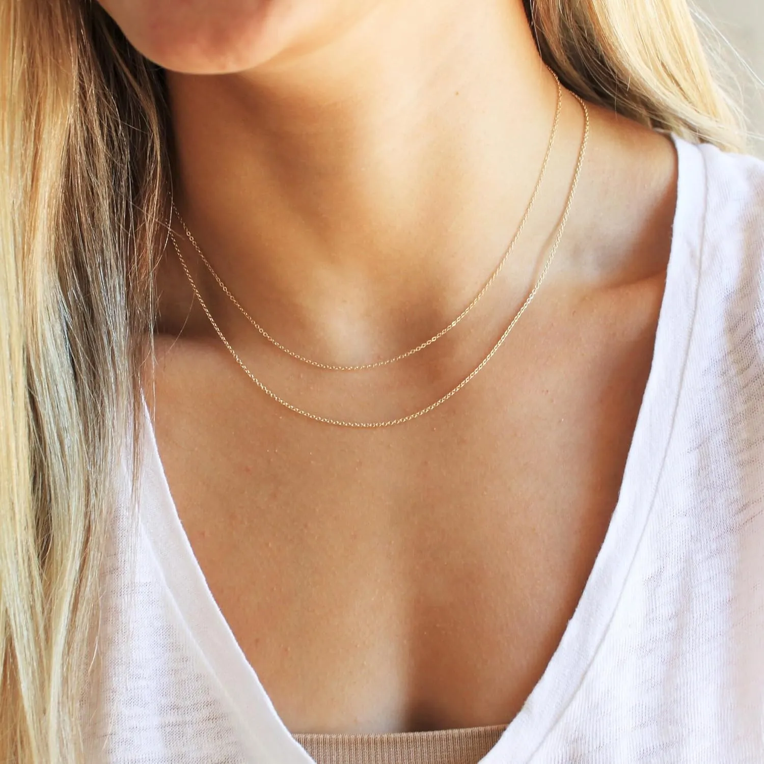 Layered Necklaces for Women, 14k Gold Plated Layering Herringbone Paperclip Chain Necklace Simple Gold Choker Necklaces for Women Trendy Dainty Gold Necklace Set Stacked Gold Jewelry for Women