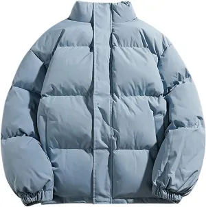 lcziwo Men's Quilted Puffer Jacket Zip up Mock Neck Cotton Jacket Warm Thicken Parka Outdoor Casual Padded Coats