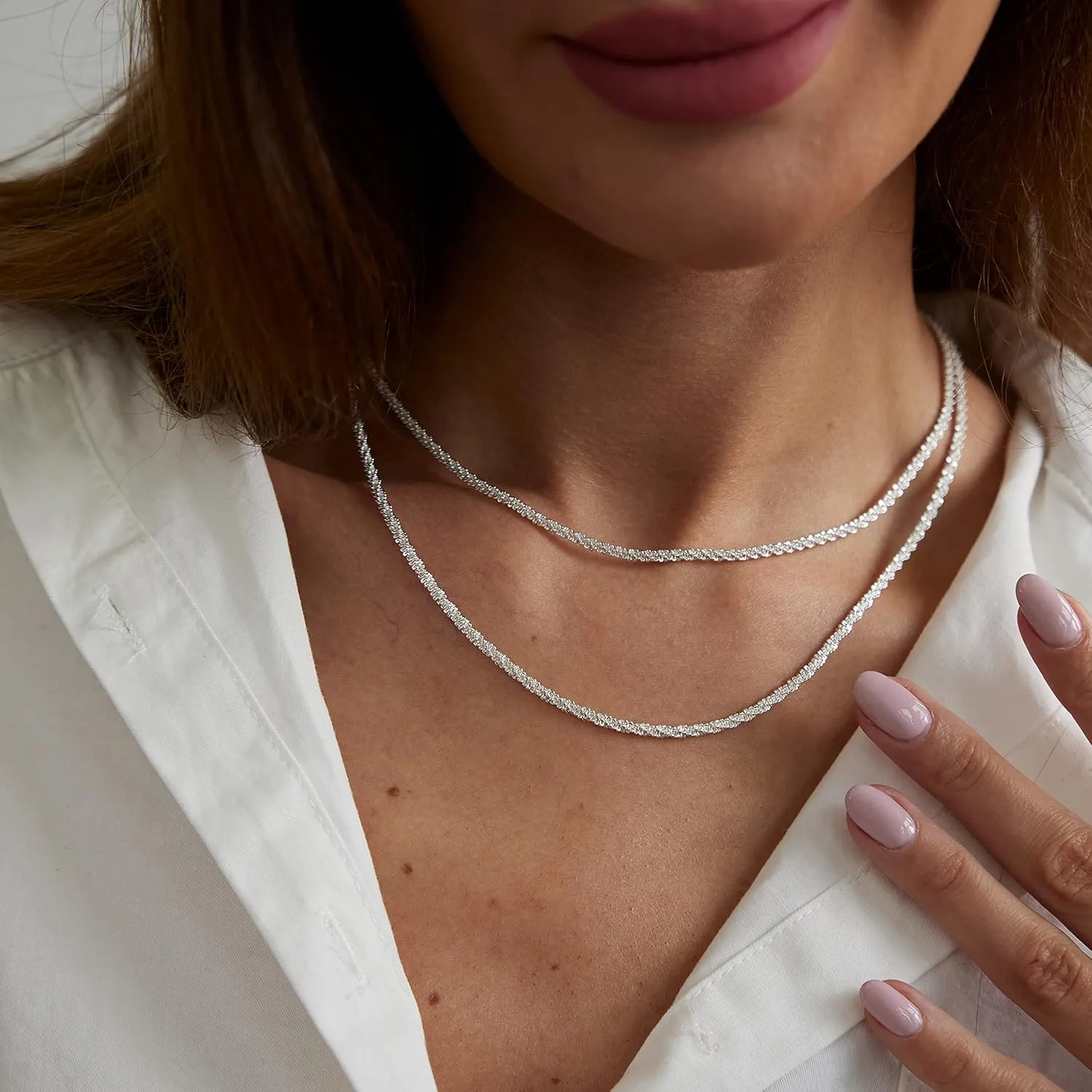 LEXODY Stackable Necklaces for Women 14k Gold Plated Layered Gold Necklaces Dainty Gold Necklace Dot Thin Paperclip Snake Chain Choker Necklace For Women Shine Jewelry Gifts for Women