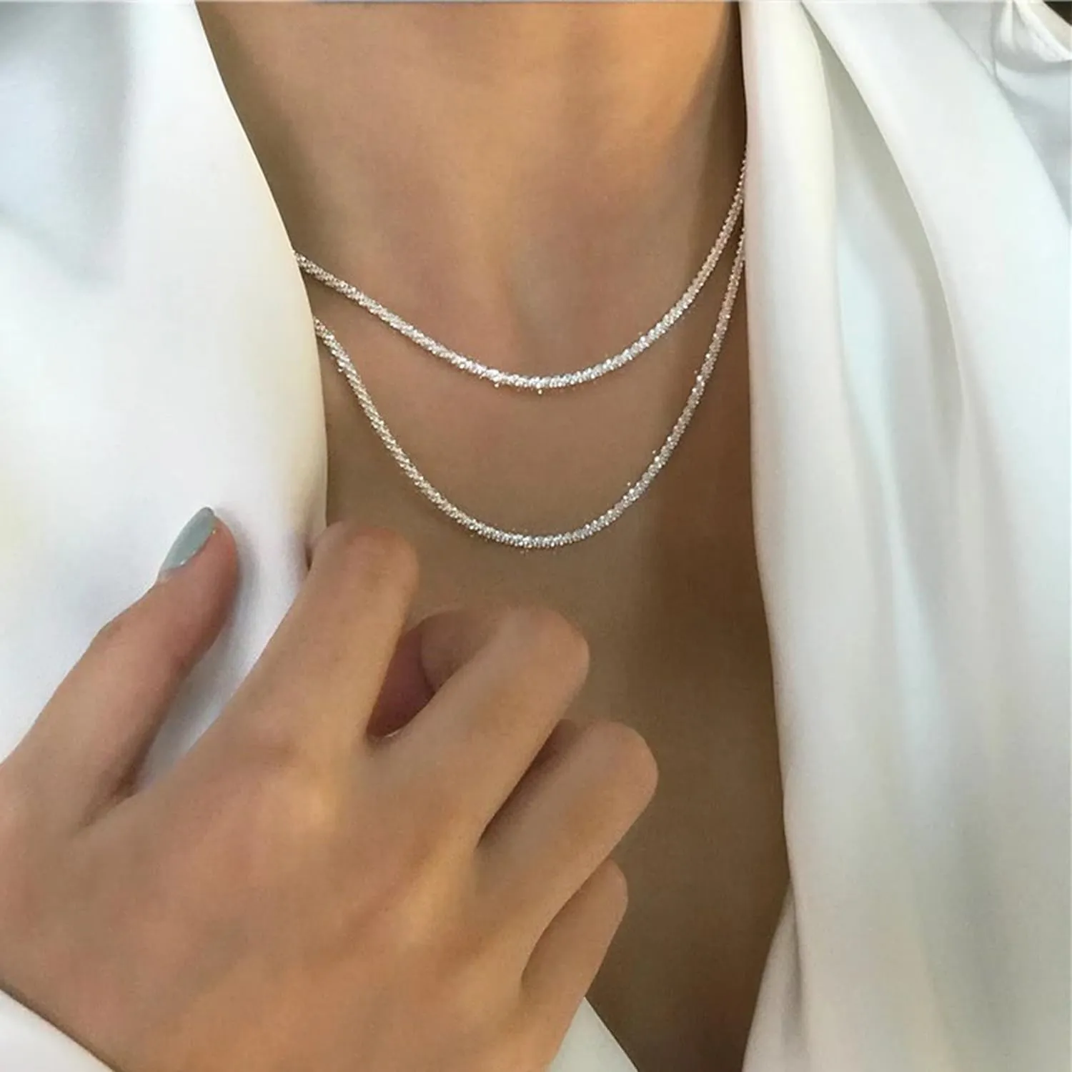 LEXODY Stackable Necklaces for Women 14k Gold Plated Layered Gold Necklaces Dainty Gold Necklace Dot Thin Paperclip Snake Chain Choker Necklace For Women Shine Jewelry Gifts for Women
