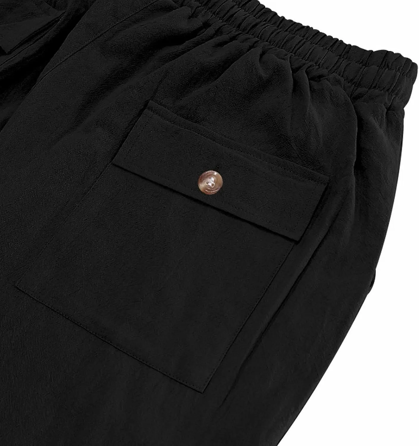 Linen Pants Men Lounge Casual Trendy Loose Fit Work Elastic-Waisted Pants Breathable Comfortable Relax Fit Trousers