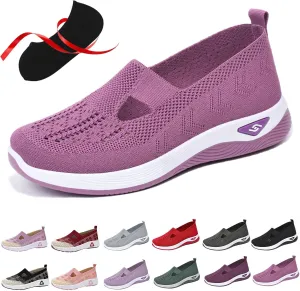 Lunashinex Knitted Sneakers,Women's Comfortable Breathable Knitted Sneakers,Zapatos Ortopdicos para Mujer,Lightweight Outdoor Casual Orthopedic Breathable Soft Slip On Flat Shoes