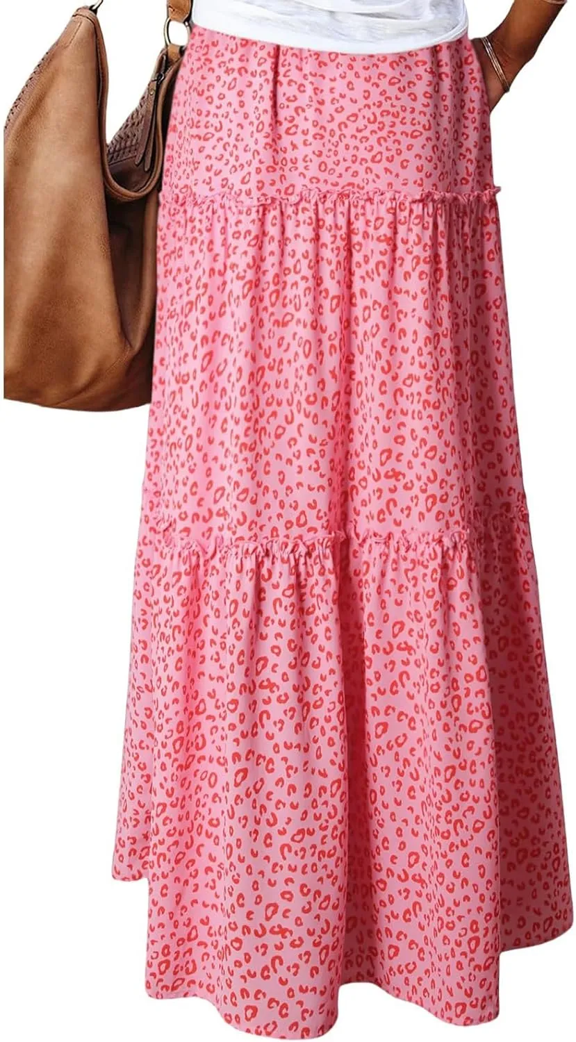 Maxi Boho Skirts for Women Flowy Floral High Waisted Tiered Long Skirts Ladies Casual Bohemian Summer Clothes 2025