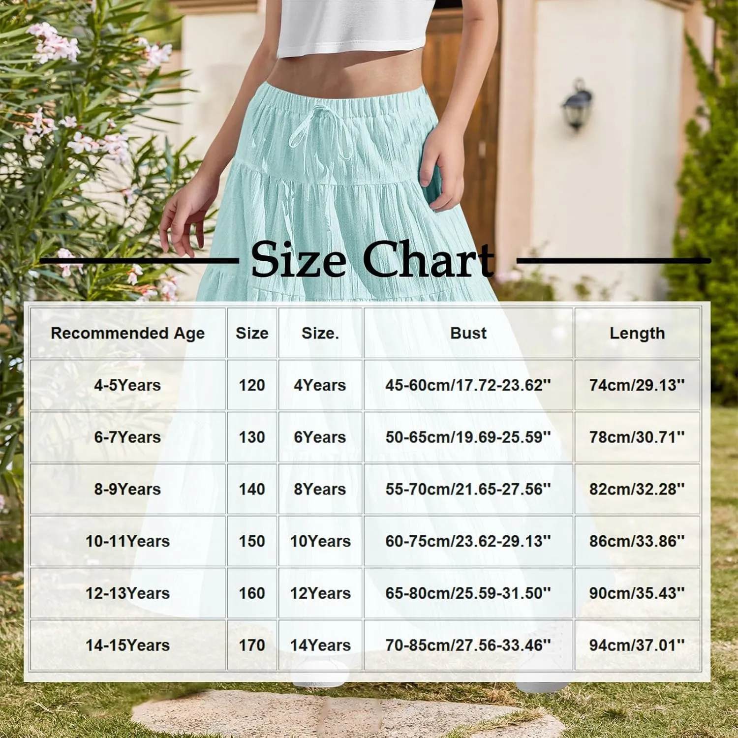 Maxi Skirts for Girls High Waist Pleated A-Line Flared Long Skirt Summer Flowy Swing Tiered Beach Vacation Skirts