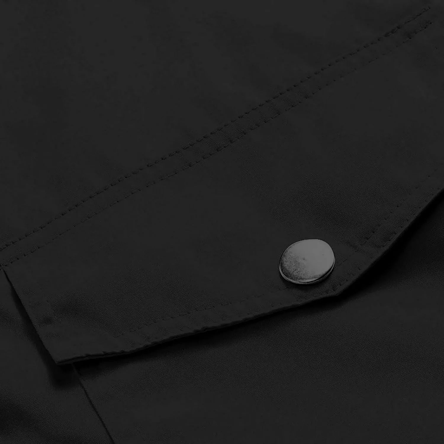 Men Waterproof Jacket Zip Up Hoodie Plus Size Long Sleeve Solid Button Windproof Outdoor Coat with Pocket