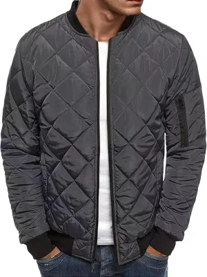 Men's Diamond Quilted Puffer Down Jacket Packable Lightweight Water Resistant Insulated Puffy Coat for Business Travel