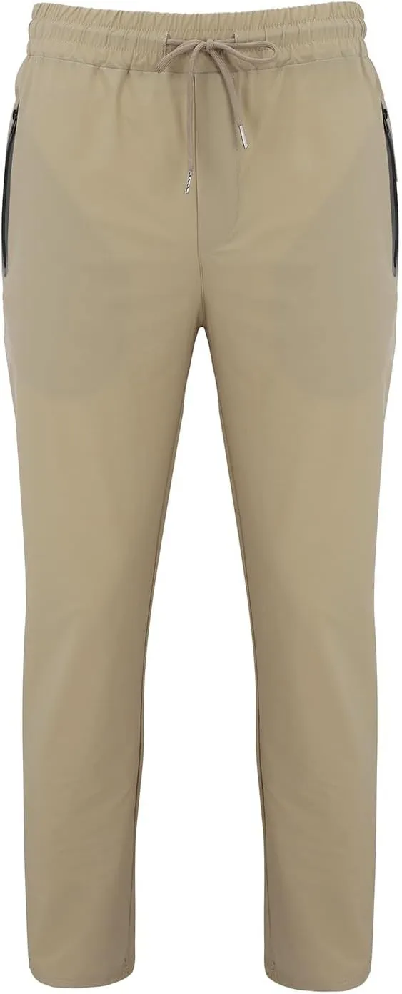 Mens Elastic Waist Pants Lightweight Hiking Pants Breathable Cotton Linen Camping Running Athletic Jogger Trousers