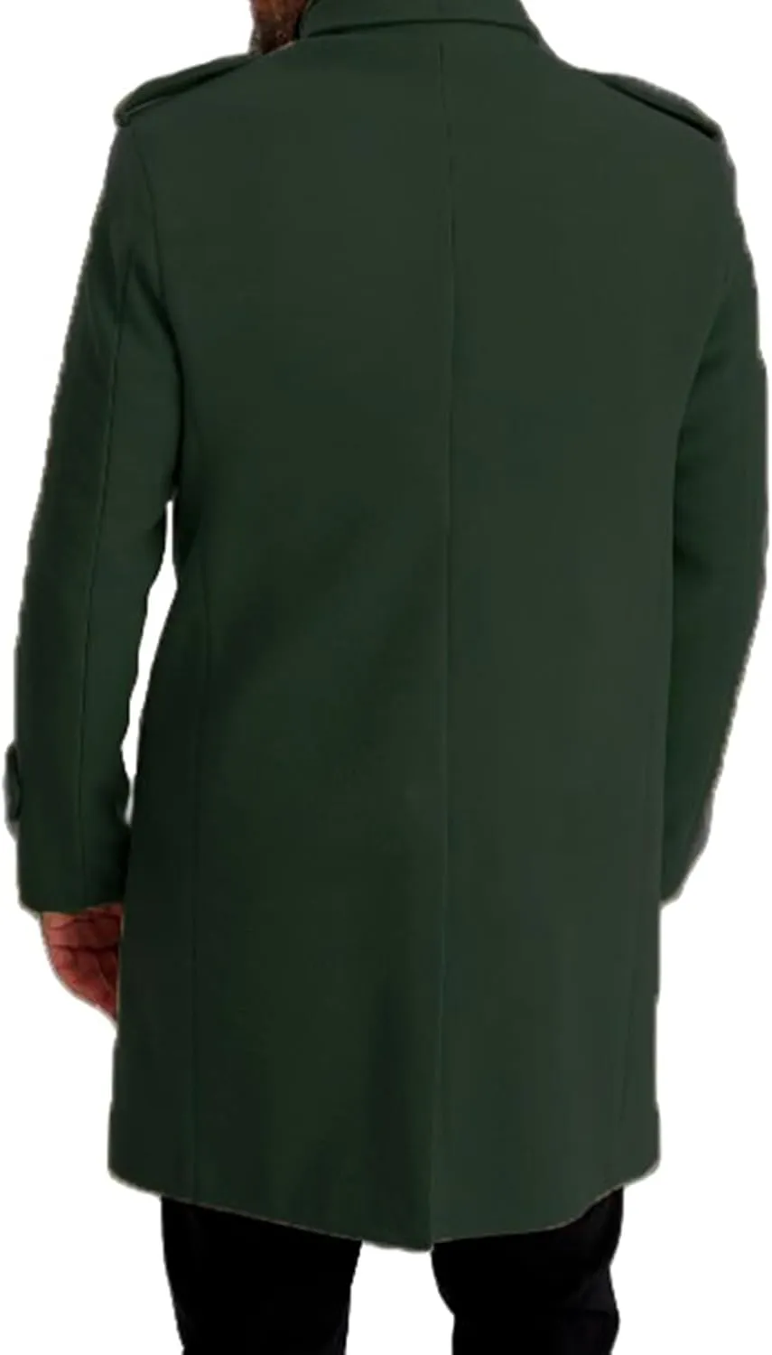 Mens Slim Fit Trench Coat Stand Collar Casual Single Breasted Pea Coats Fall Winter Overcoat for Men