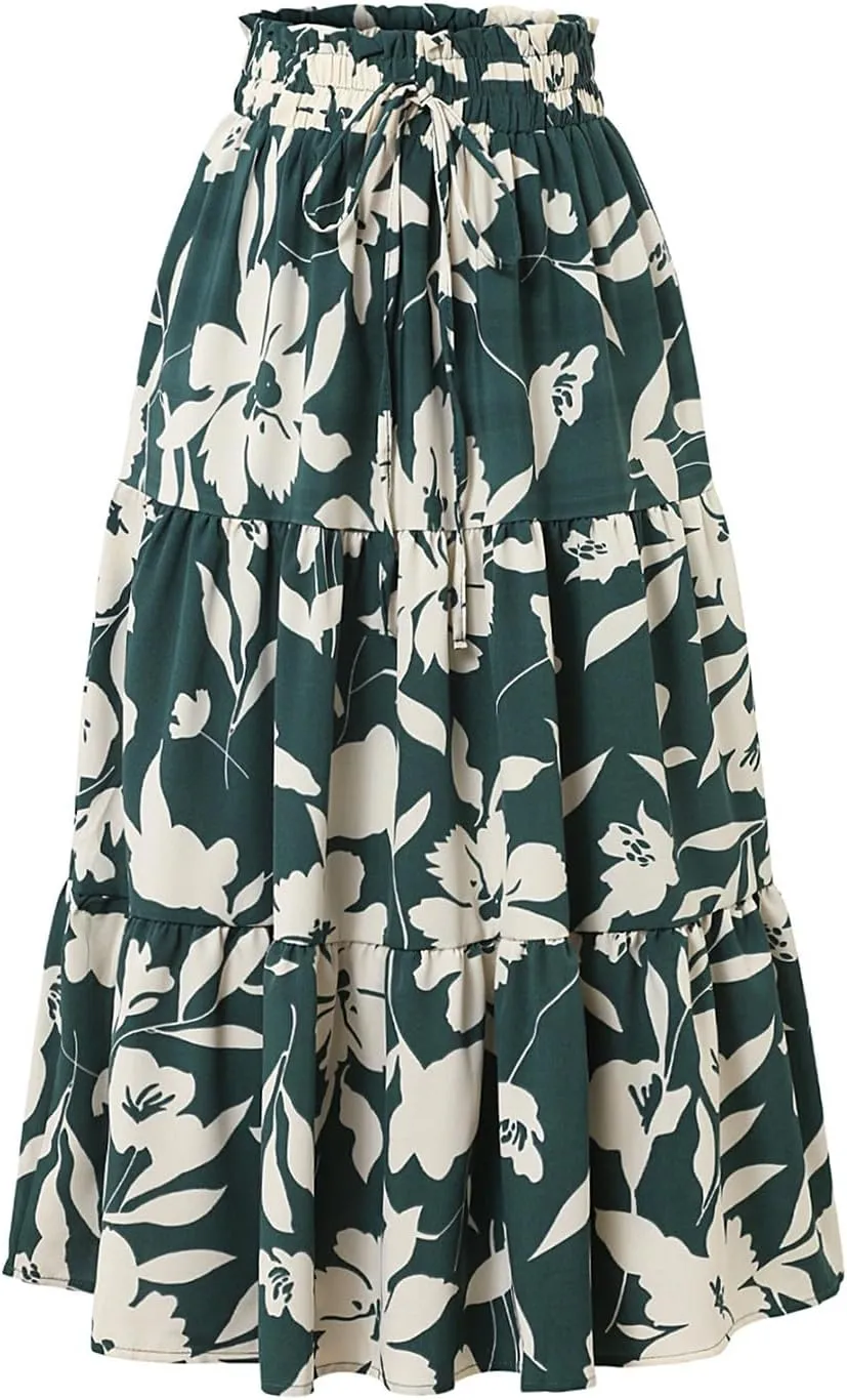 Midi Skirts Maxi Spring Flowy Boho Comfy Tiered Western Womens Long Skirt
