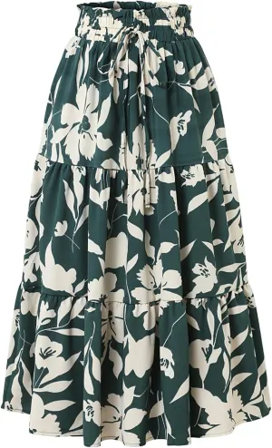 Midi Skirts Maxi Spring Flowy Boho Comfy Tiered Western Womens Long Skirt