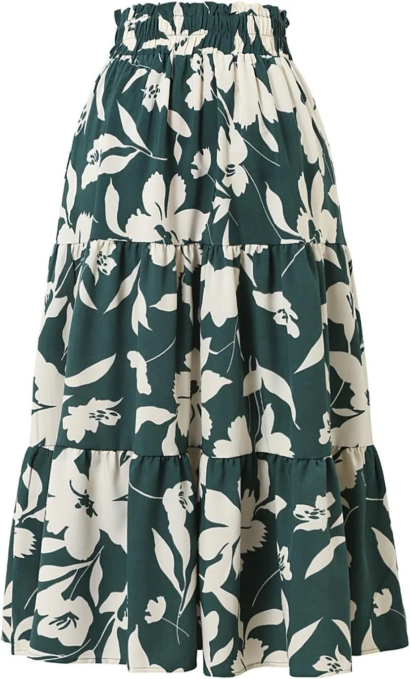 Midi Skirts Maxi Spring Flowy Boho Comfy Tiered Western Womens Long Skirt