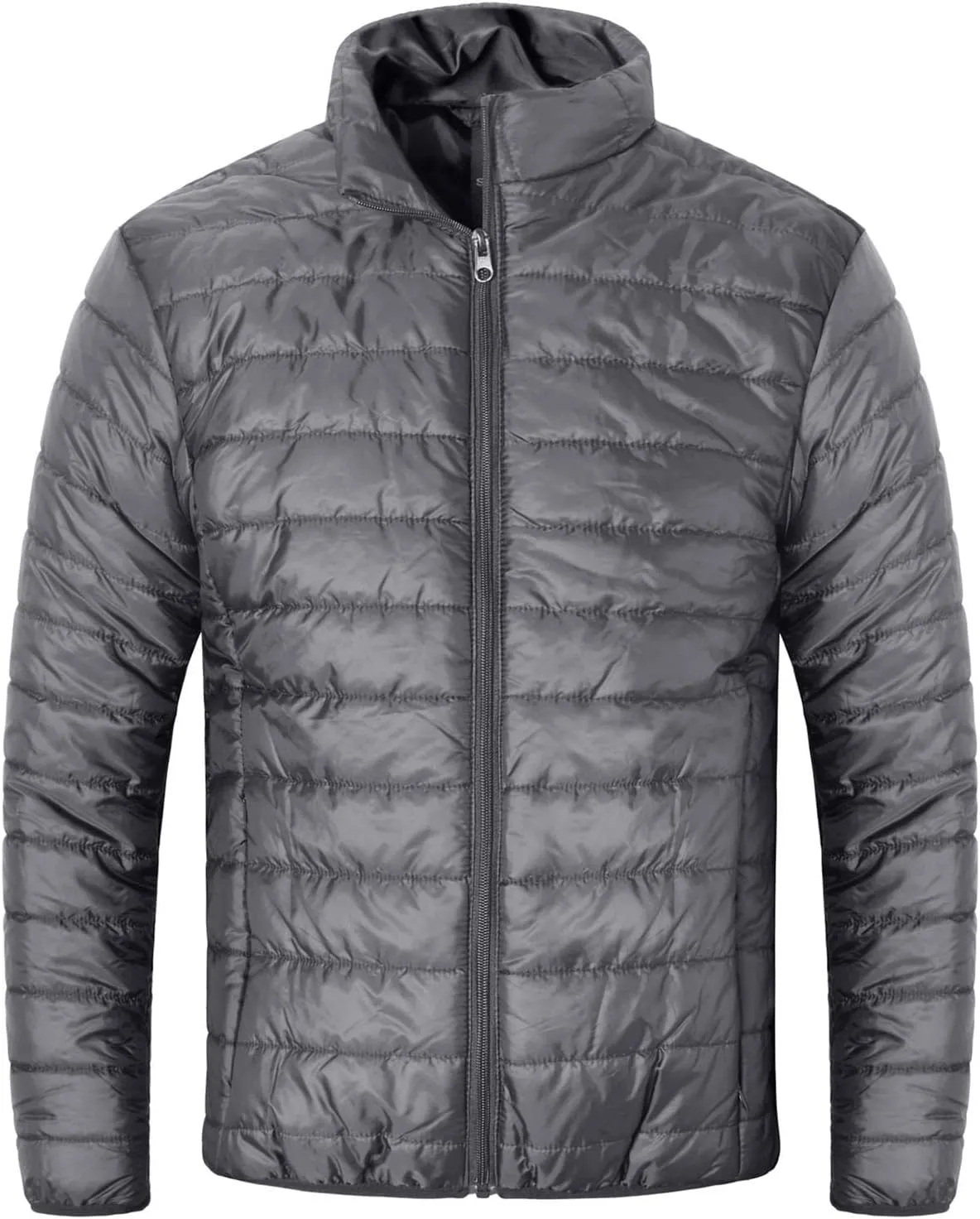 MIDOO Lightweight Windbreaker Jackets for Men Color Zipper Stand Collar Pocket Hoodless Down Cotton Padded Coat