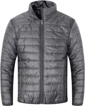 MIDOO Lightweight Windbreaker Jackets for Men Color Zipper Stand Collar Pocket Hoodless Down Cotton Padded Coat