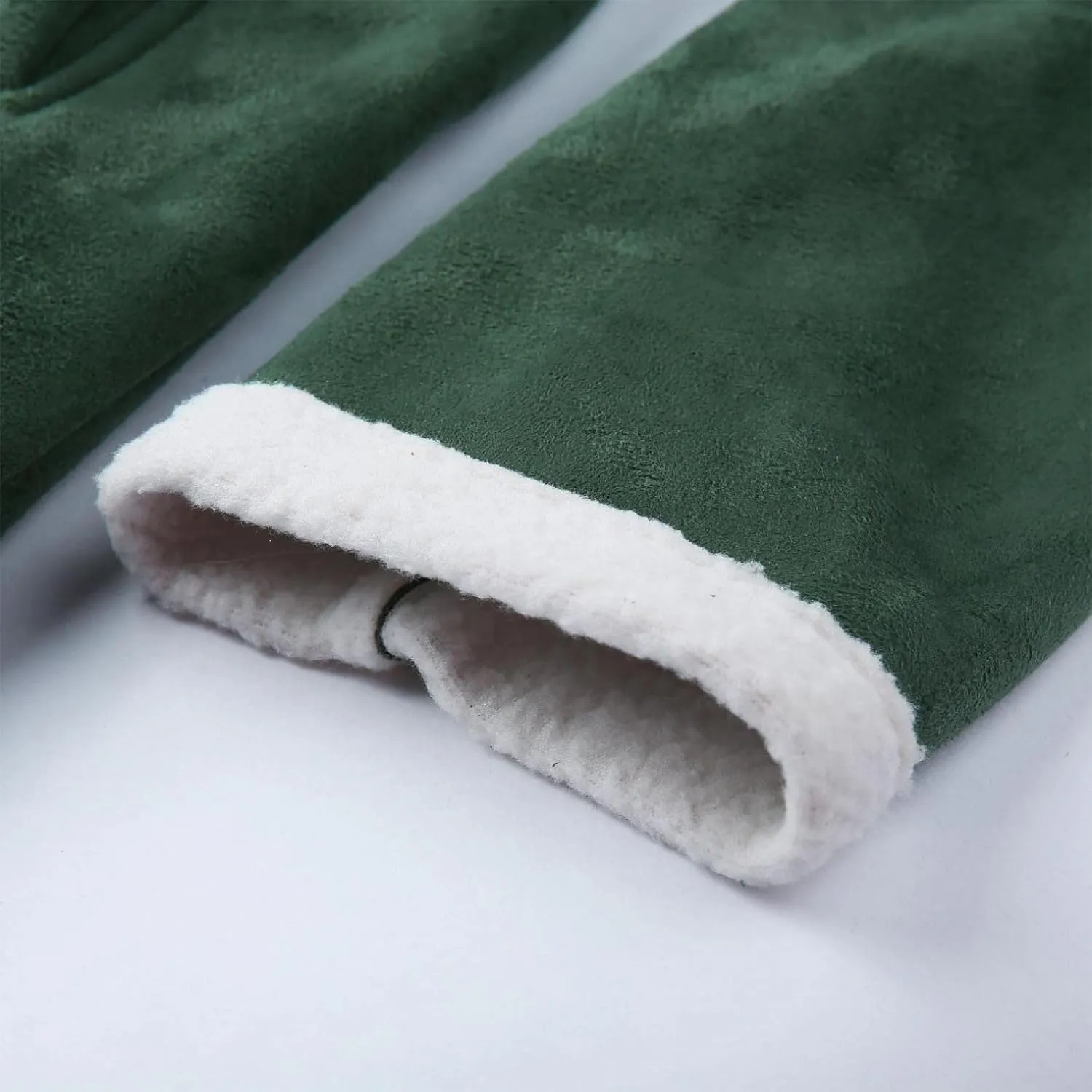 Mmoneyake Men's Shearling Leather Coat Faux Suede Sherpa Lined Sheepskin Jacket Fur Collar Long Trench Coats Soft Overcoat