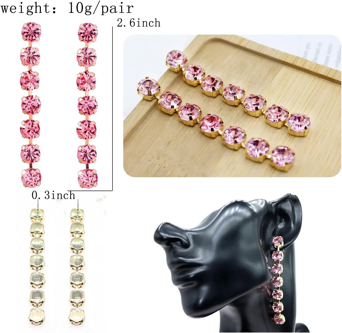 Multilayer Crystal Wedding Bridal Chain Tassel Dangle Earrings Bling Colours Rhinestone Sparkle Statement Dangling Earrings Fashion Jewelry for Women