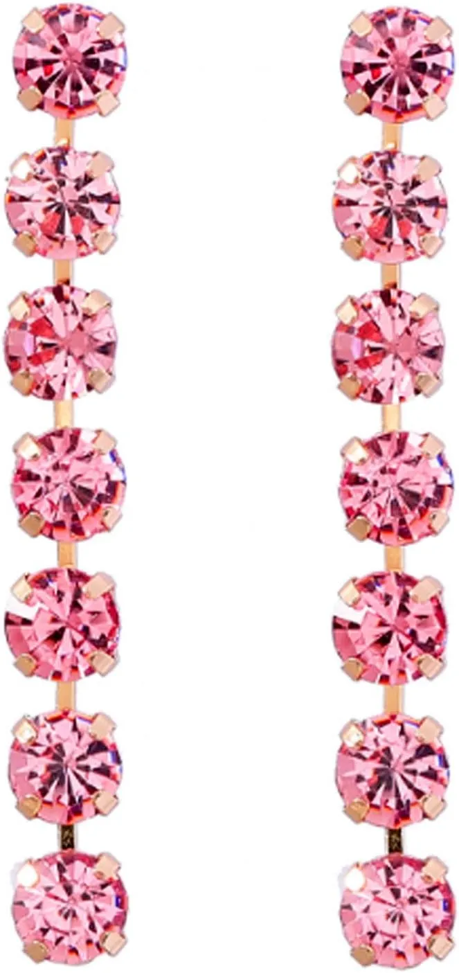 Multilayer Crystal Wedding Bridal Chain Tassel Dangle Earrings Bling Colours Rhinestone Sparkle Statement Dangling Earrings Fashion Jewelry for Women